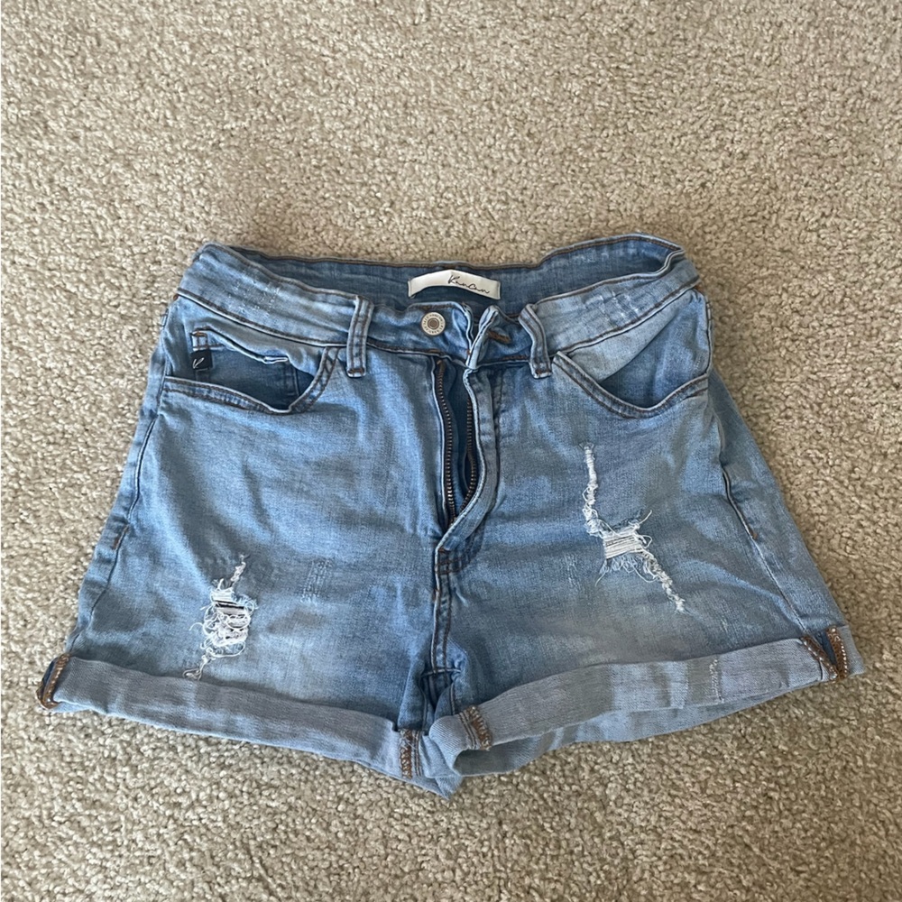 KanCan Blue Distressed Jean Shorts Frayed Hem